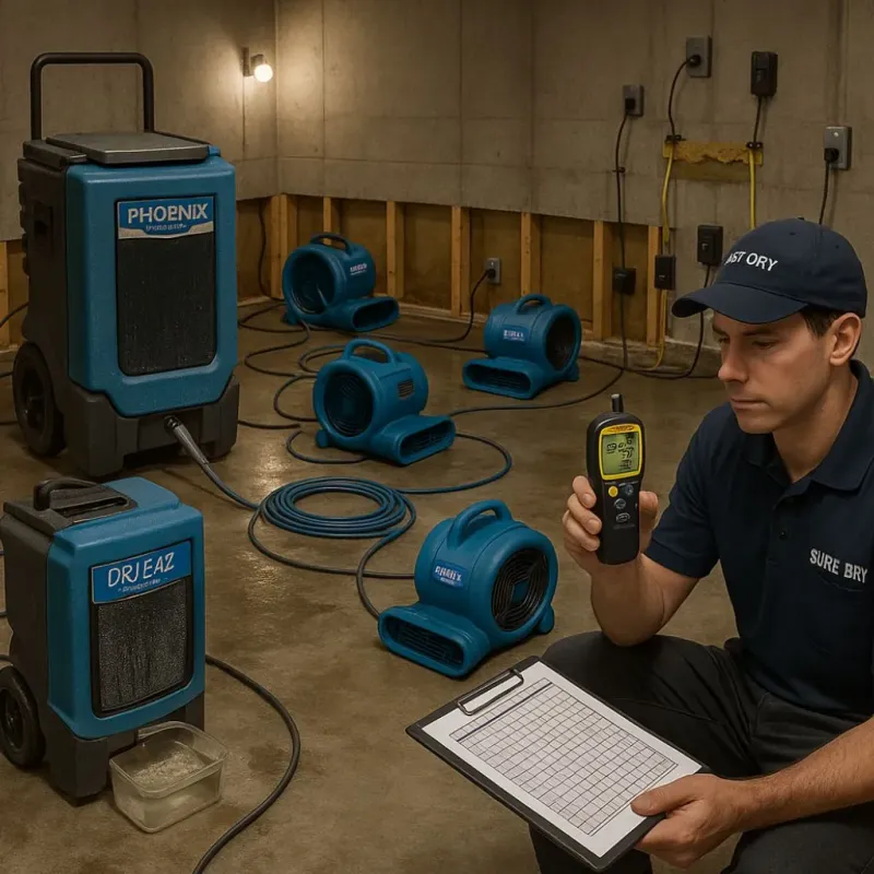 Structural Drying and Dehumidification process in Danbury, NC